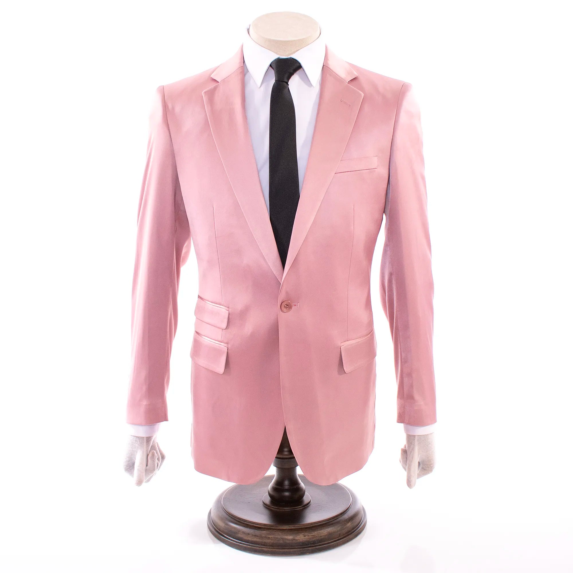 Rose Gold Satin 2-Piece Modern-Fit Suit