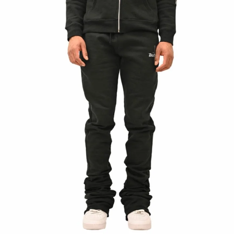 Doctrine Denim Dagger Super Stacked Flared Joggers (Black) DB0024