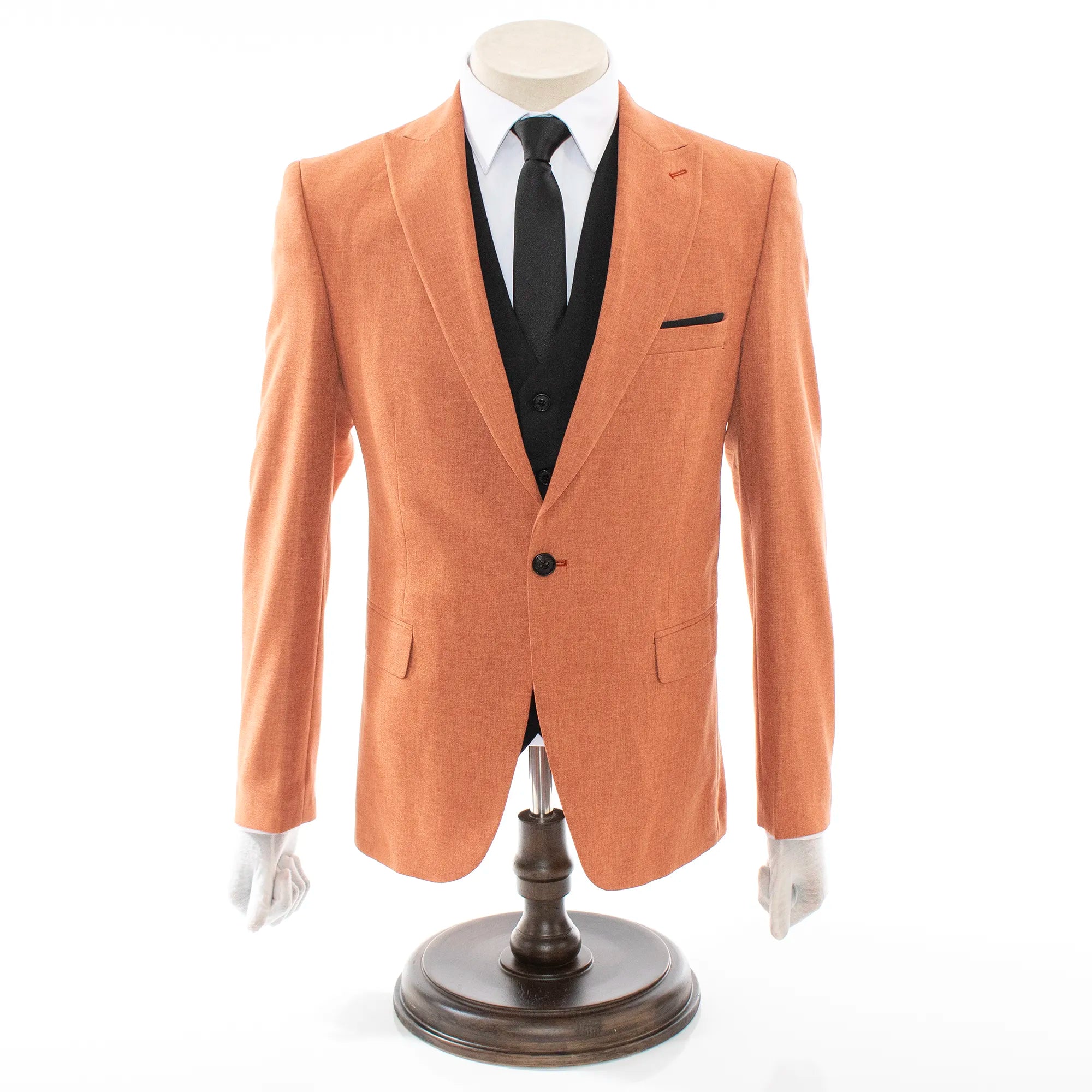 Pierce | Rust Tweed with Black Vest 3-Piece Slim-Fit Suit