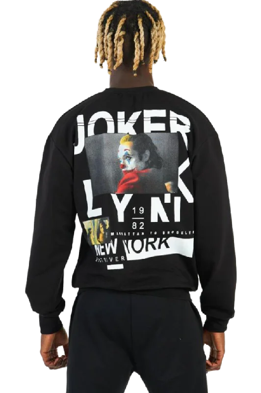 Men's Black Joker Graphic Crewneck Sweatshirt