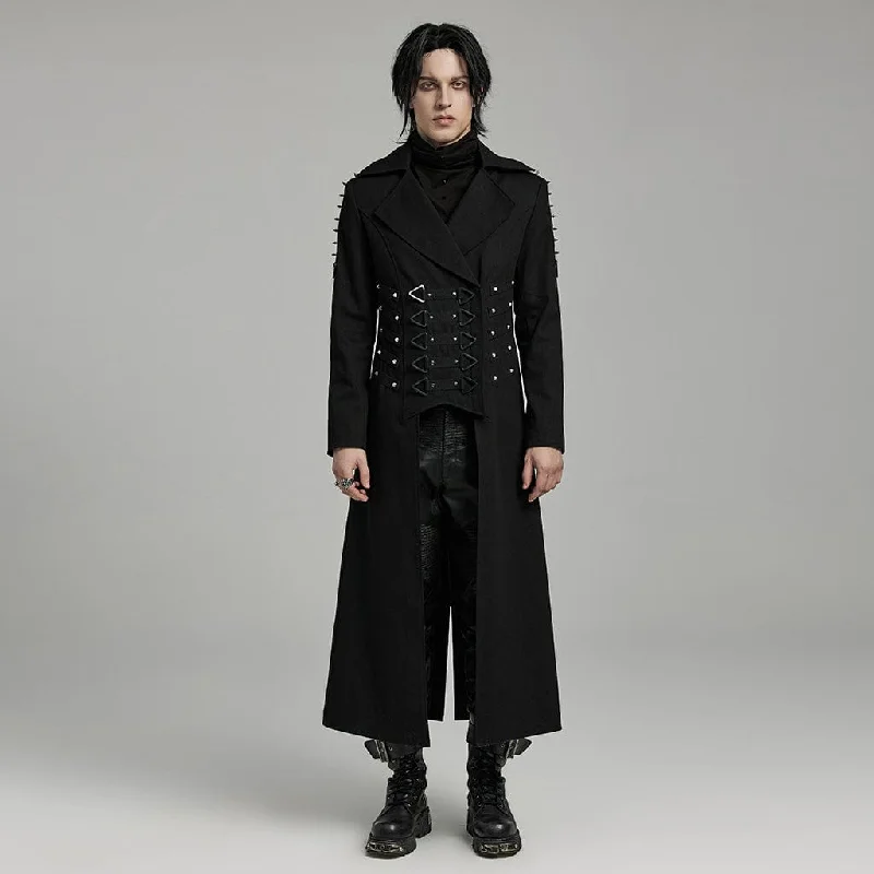 Men's Punk Turn-down Collar Studded Coat