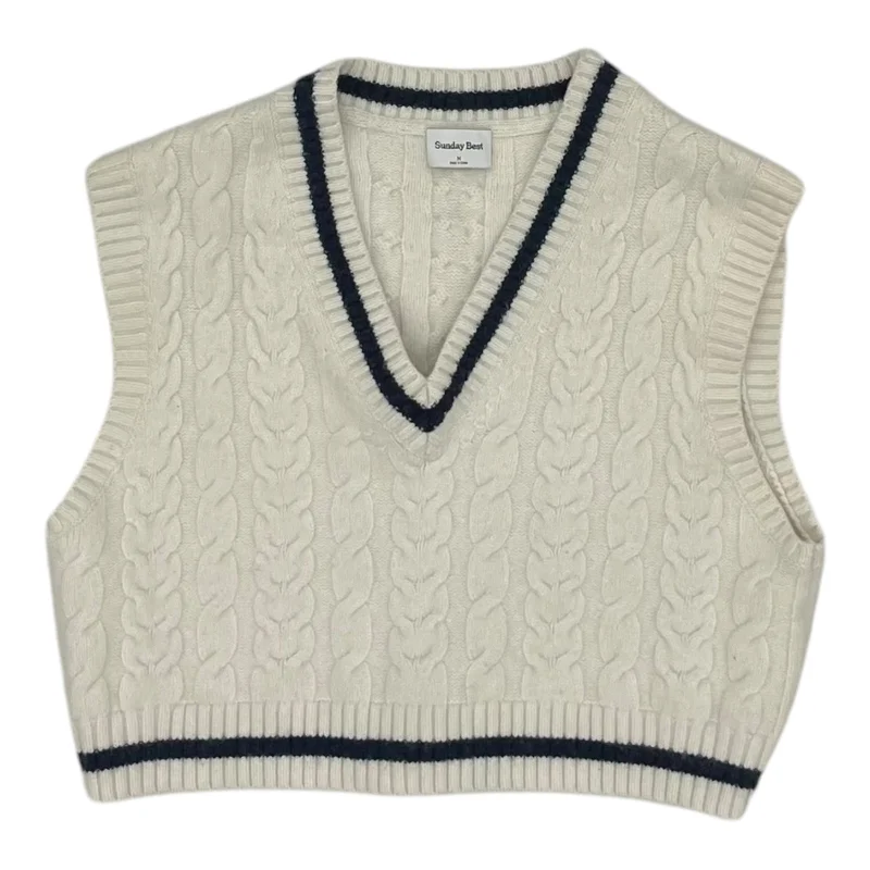 Vest Sweater By Clothes Mentor In Cream, Size:M