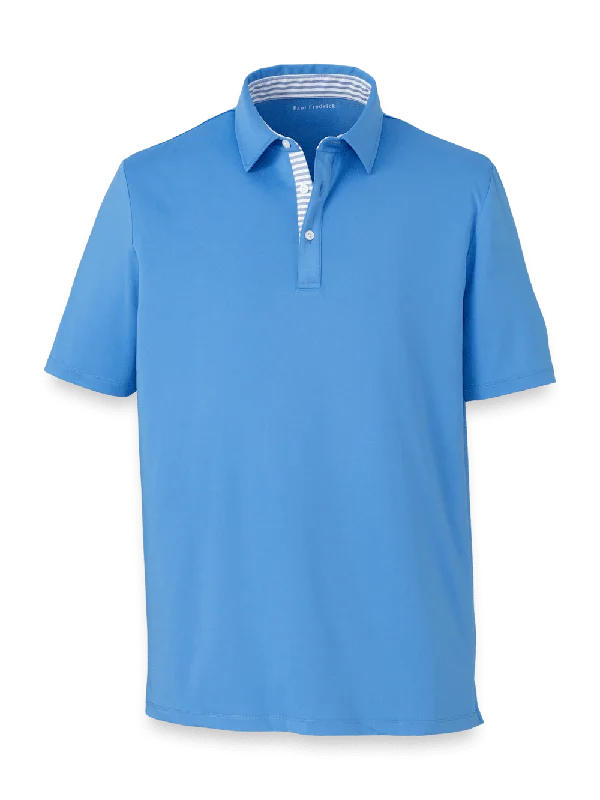 Performance Blend Three Button Polo - Blue