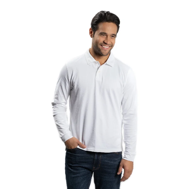 Long Sleeve Polo - White