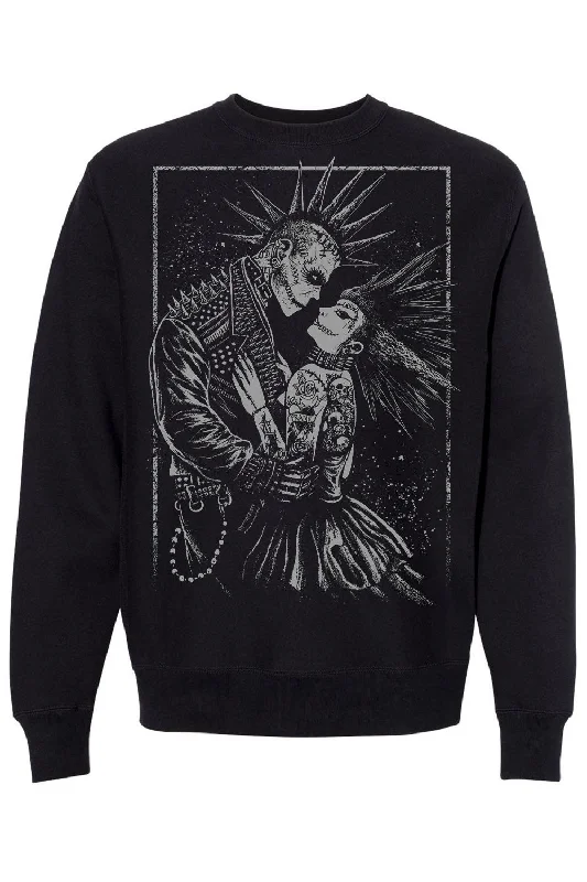 Monster Love: Frankenstein & Bride Sweatshirt [Graveyard Gray]