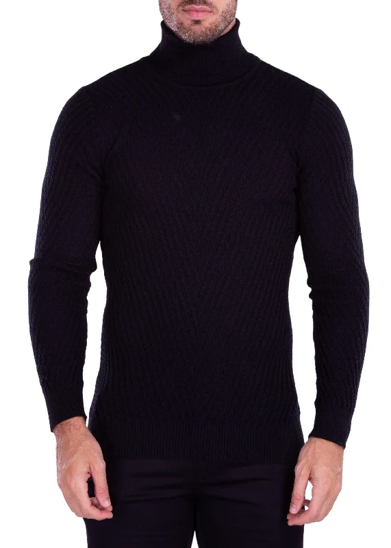 Textured Turtleneck Sweater Black