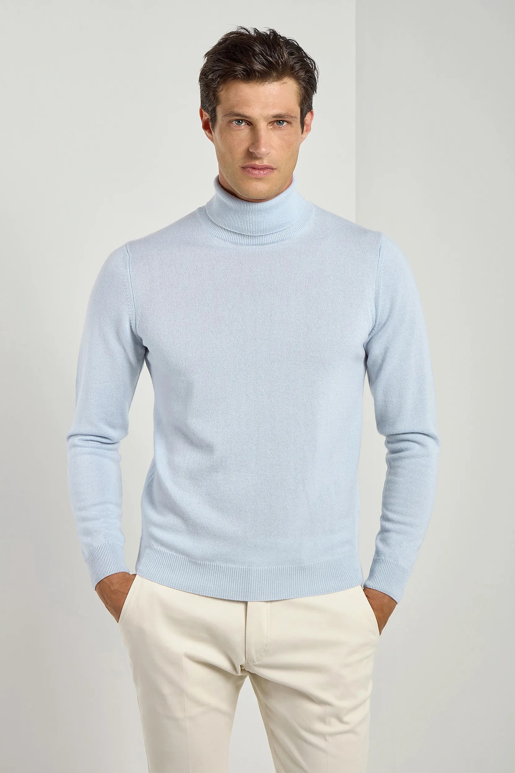 Light blue cashmere turtleneck – Made in italy