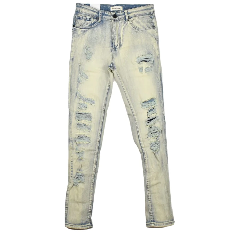 BLIND TRUST RIP & REPAIR SLIM FIT JEANS - ANTIQUE BLEACH