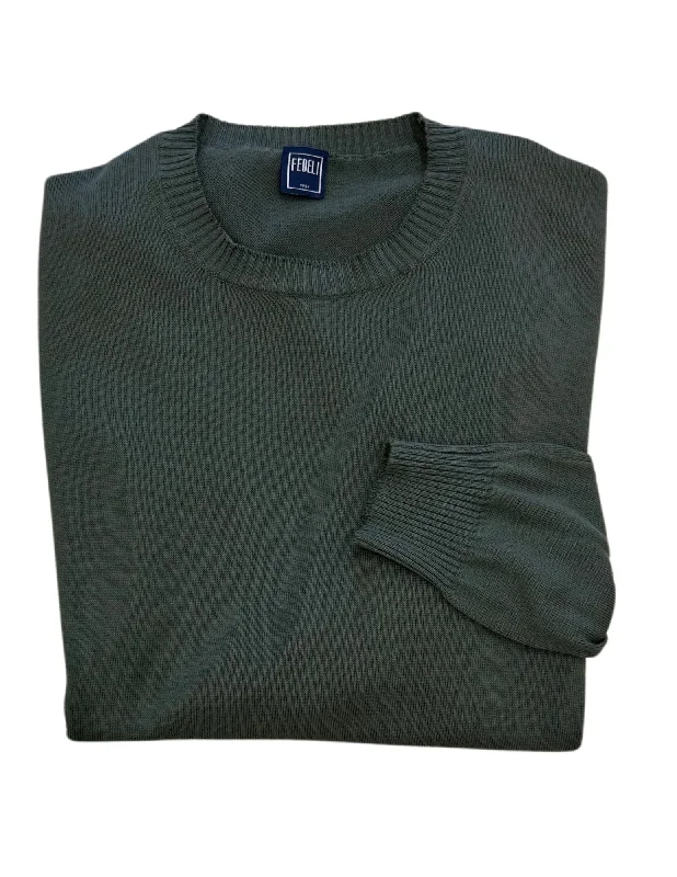 Giza Cotton Crewneck Sweater | Green