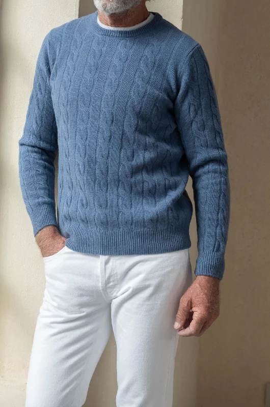 Dusty blue cable knit sweater – Made in italy