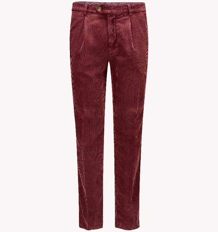 Brunello Cucinelli Corduroy Sport Trousers in Burgundy