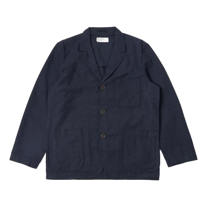 Three Button Jacket Navy Birdseye Tweed