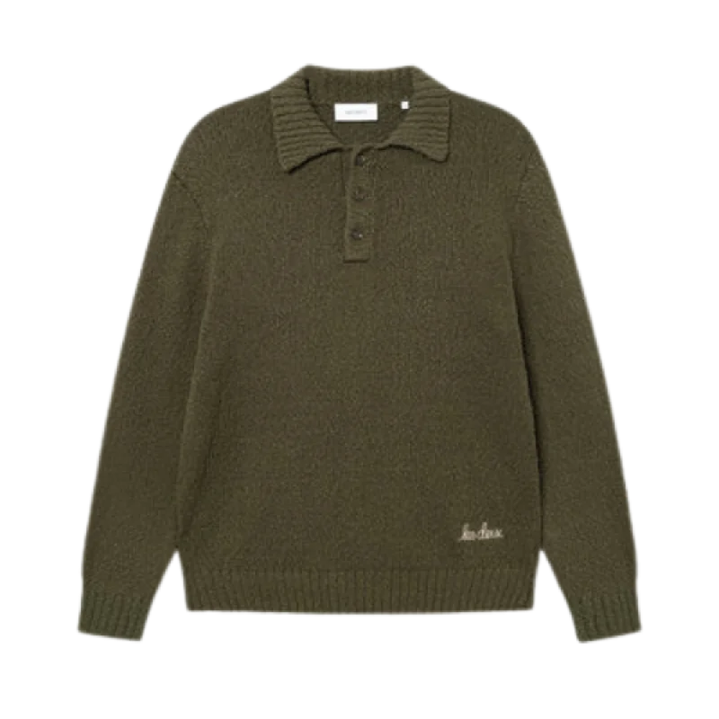 Errol Knit Cotton Rugby - Olive Night