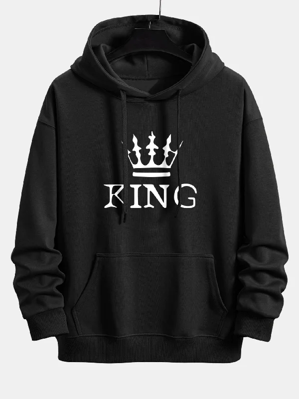 King Crown Print Relax Fit Hoodie