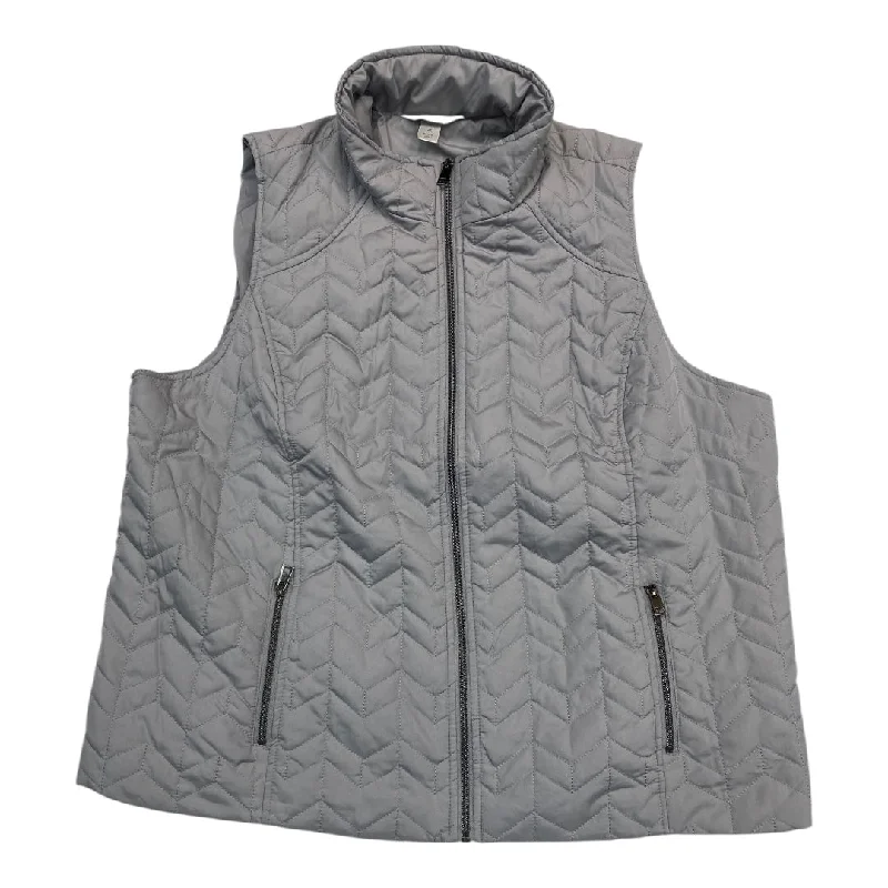 Vest Puffer & Quilted By Cj Banks In Grey, Size:2X