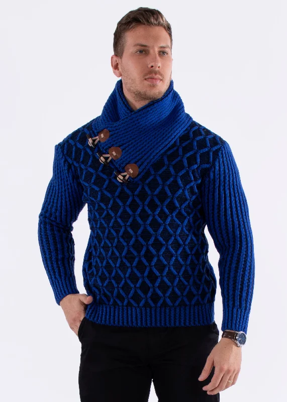 High-Neck Pullover Sweater Royal Blue