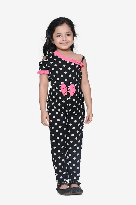 Black polka with neon Detailing Full Jumpsuit