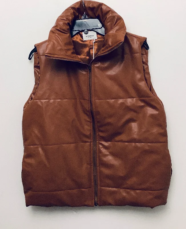 Vest Puffer & Quilted By Andree By Unit In Brown, Size: S