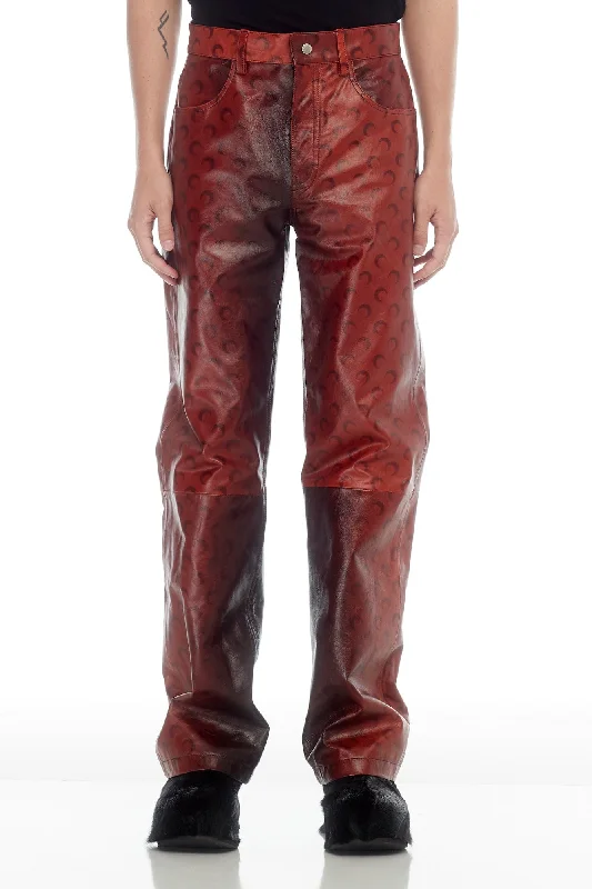 Marine Serre Airbrushed Crafted Leather Wide Leg Pants