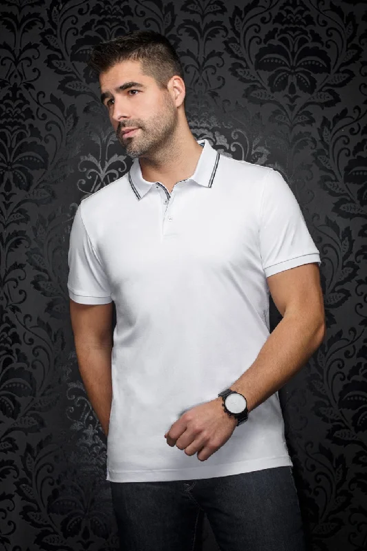 Au Noir Stretch Short-Sleeve Polos | Dellario White