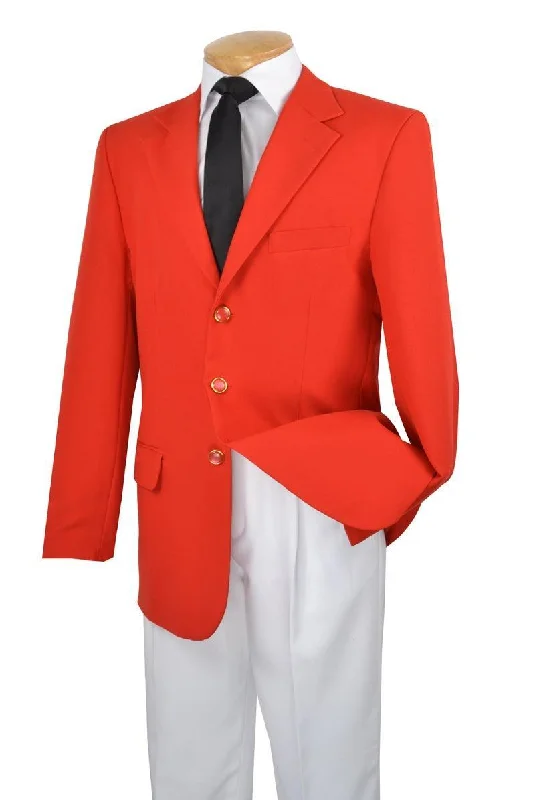 Men's Single Breasted Blazer Three Buttons by Vinci Color Red