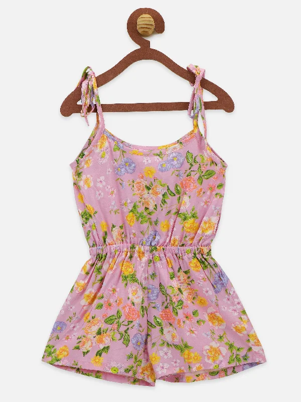 Pink Floral Short Jumpsuit