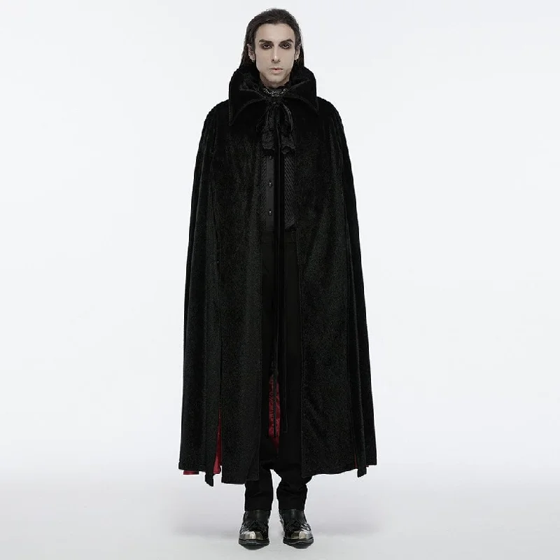 Men's Gothic Strap Bat Cloak Black Red