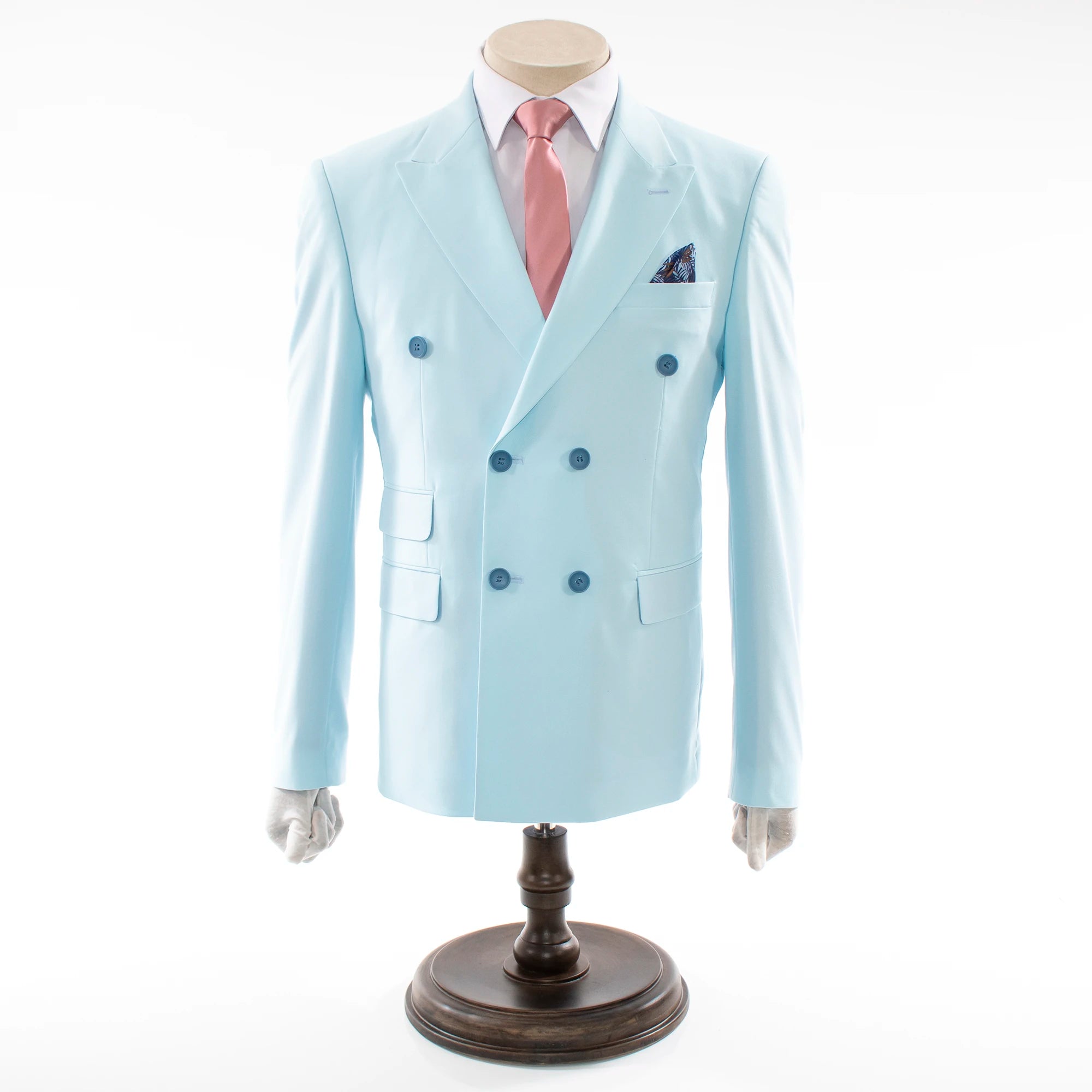 Powder Blue Double-Breasted 2-Piece Slim-Fit Suit