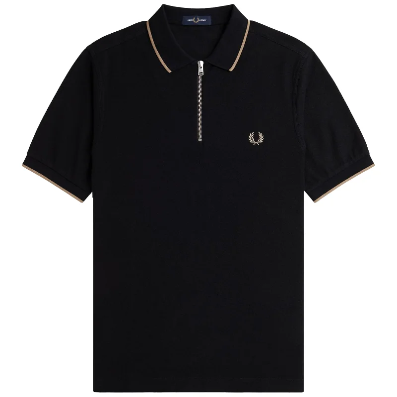 Fred Perry Crepe Pique Zip Neck Polo Shirt