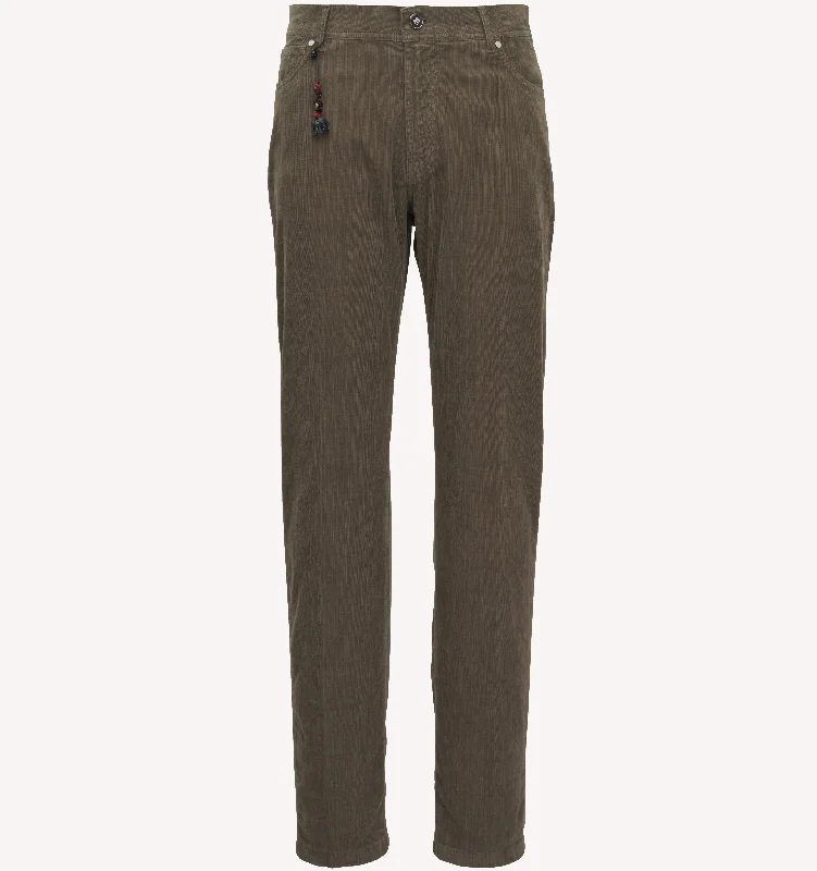 Pescarolo Velour Corduroy Five Pocket Pant in Chestnut