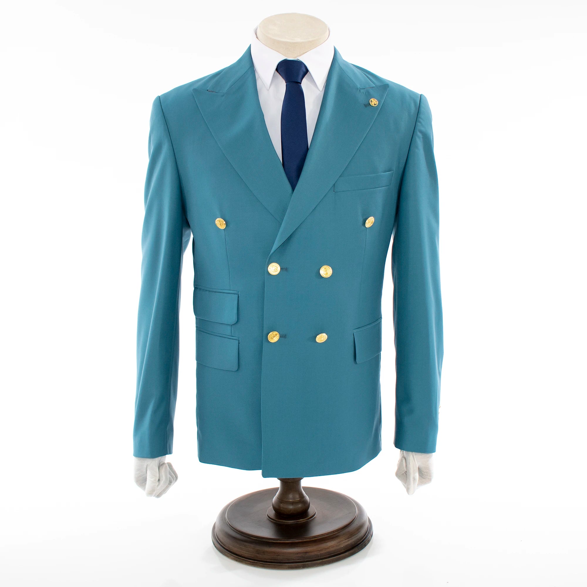 Teal Double-Breasted 2-Piece Slim-Fit Suit