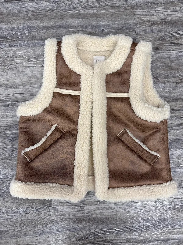 Vest Faux Fur & Sherpa By Loft In Brown & Cream, Size: Xs