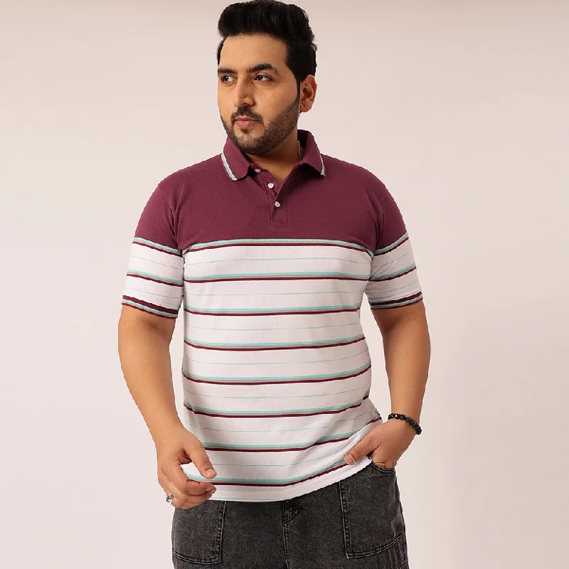 Maroon Stripe Polo T-shirt