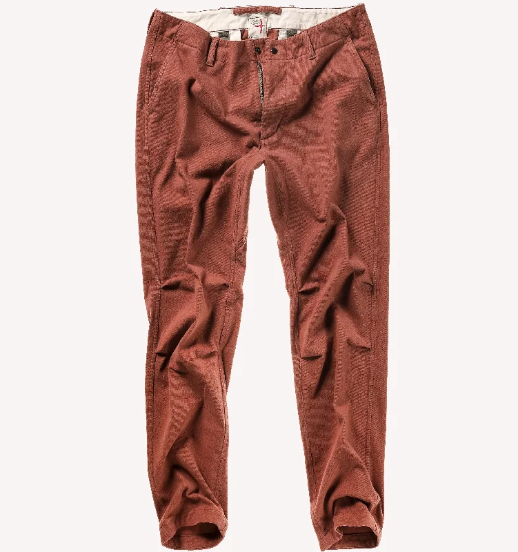 Relwen Moleskin Chino Sport Pant in Clay Red