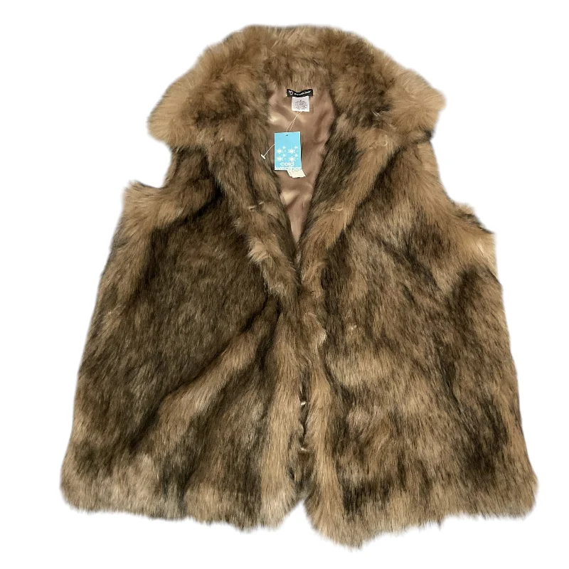 Vest Faux Fur & Sherpa By New Directions In Brown, Size: S