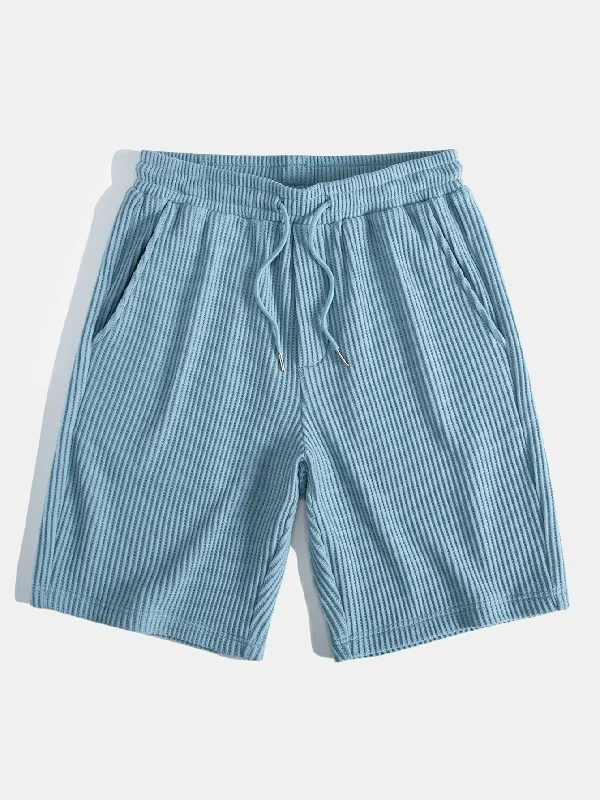 Drawstring Knitted Waffle Shorts