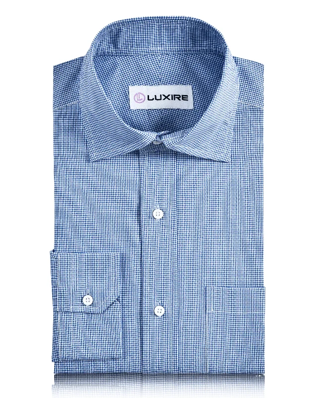 EZS Blue Micro Gingham Checks Shirt