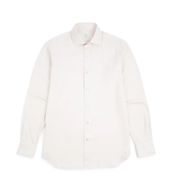 Finamore Cotton Tencel Brushed Flannel Gaeta Luigi Shirt: Cream