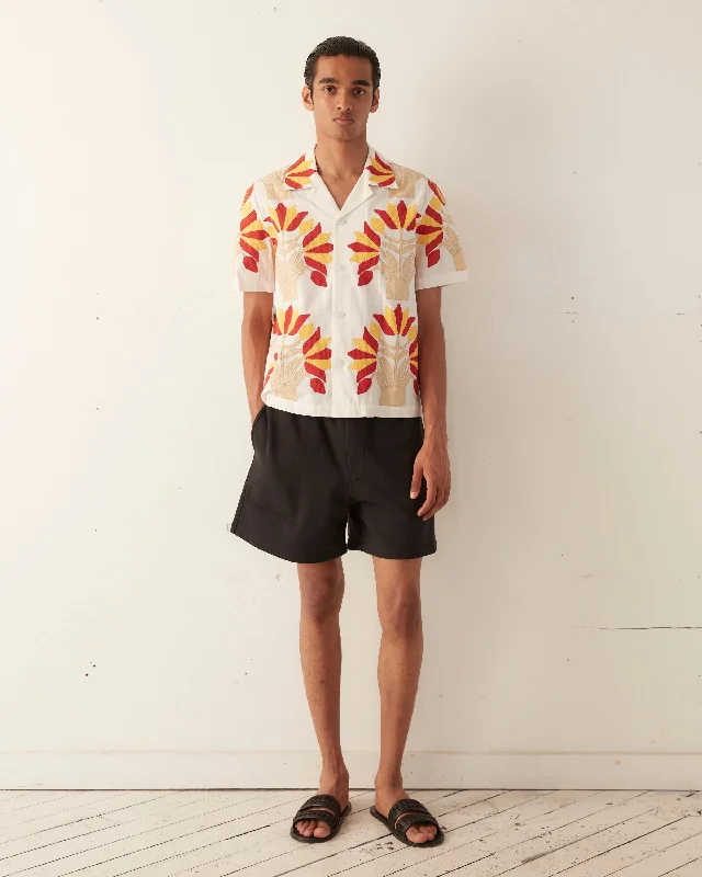 Foliage Appliqué Short Sleeve Shirt