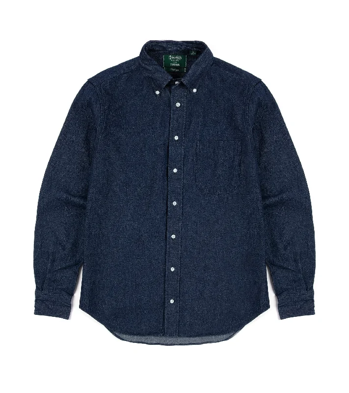 Gitman Vintage Cotton Denim Button Down Shirt: Dark Blue