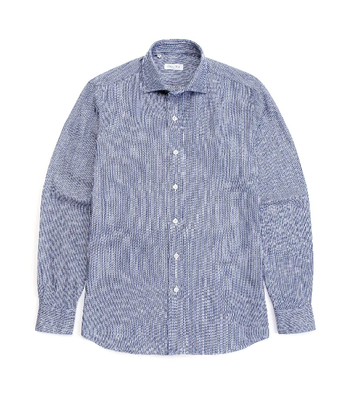 Salvatore Piccolo Selvedge Cotton Striped Shirt: Dark Blue