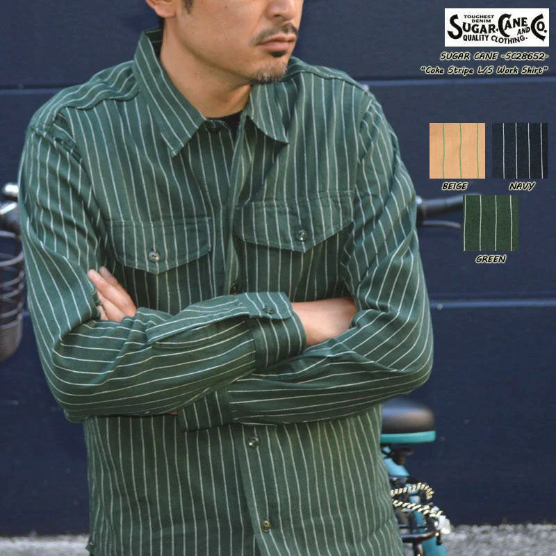 SUGAR CANE "SC28652" COKE STRIPE WORK SHIRT