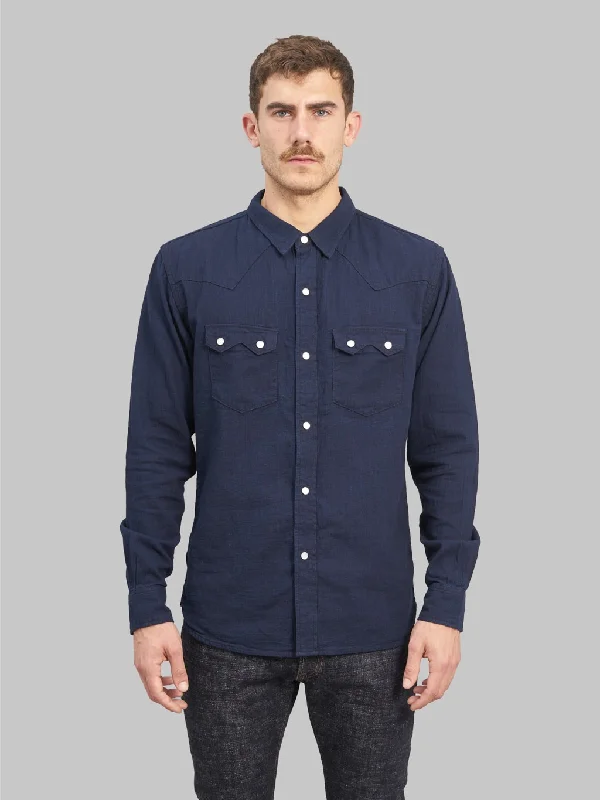 The Flat Head Indigo Dobby Western Shirt