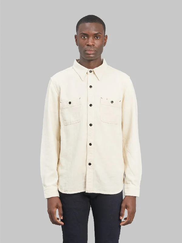 The Flat Head Twill Work Shirt Ivory