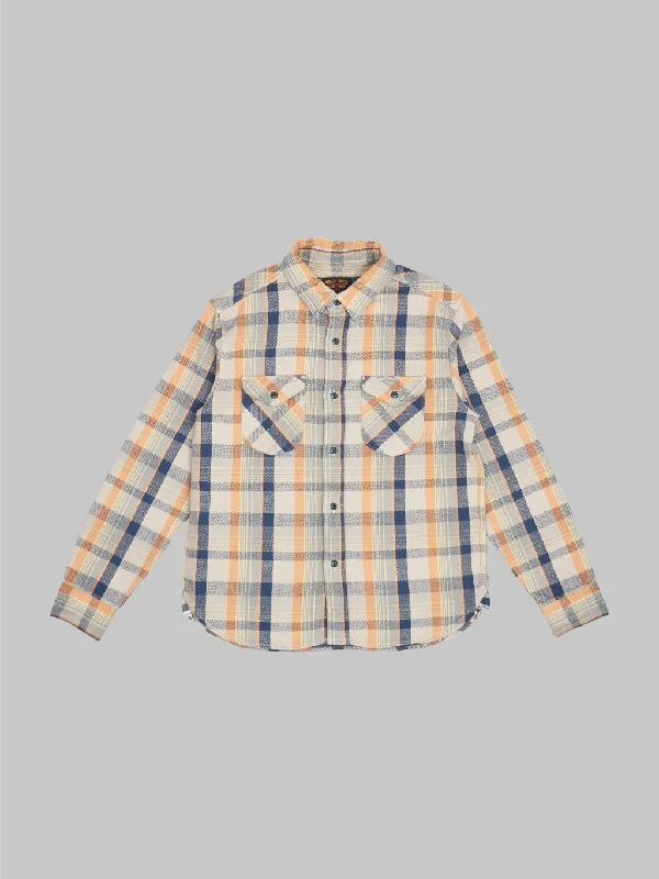 UES Heavy Flannel Shirt Navy & Orange