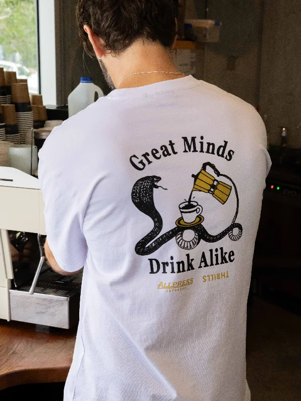 Allpress X Thrills Great Minds Drink Alike Oversize Pocket Tee - White