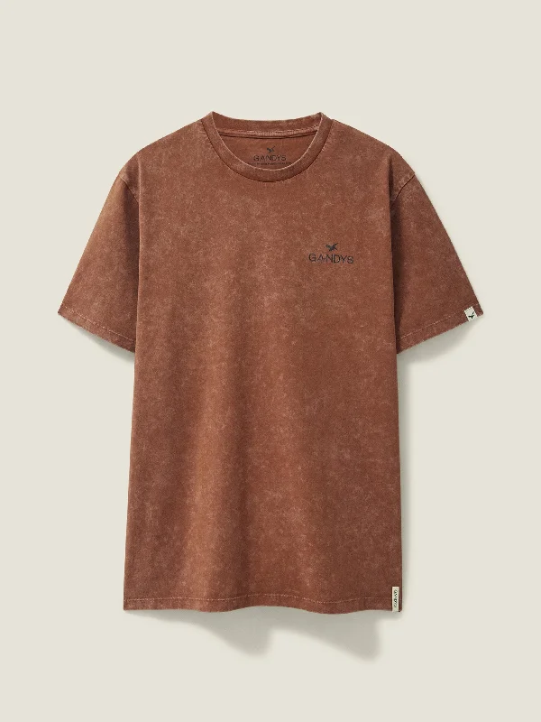 Burnt Orange Distressed Wave Print Tee