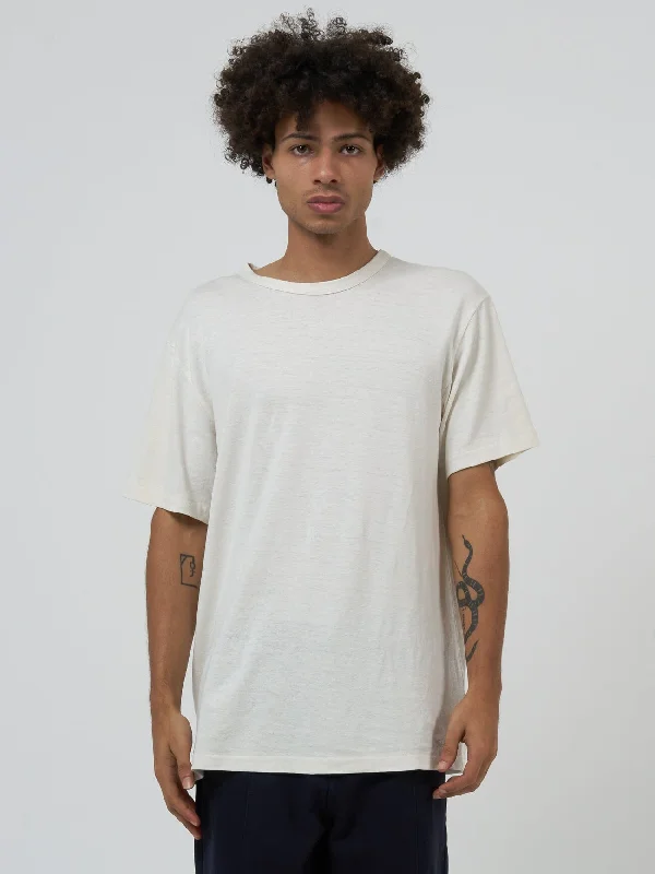 Hemp Thrills Embro Lightweight Merch FIt Tee - Dirty White