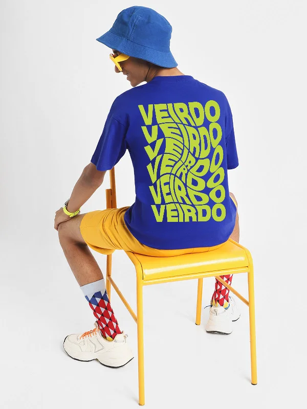 Veirdo Royal Blue Oversized Back Graphic Printed Boys T-shirt