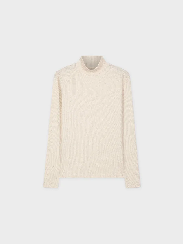 HEATHERED TURTLENECK-CREAM